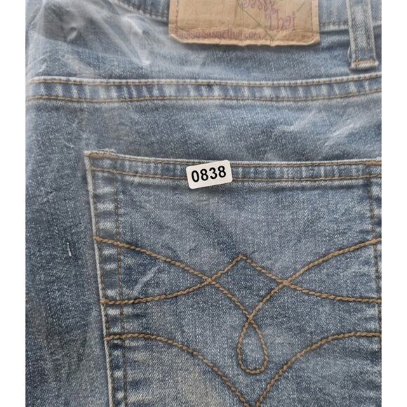Sassy Thai Jeans Womens Embellished Beads Flowers Rhinestones Mid Rise 10 Flare - Picture 14 of 14